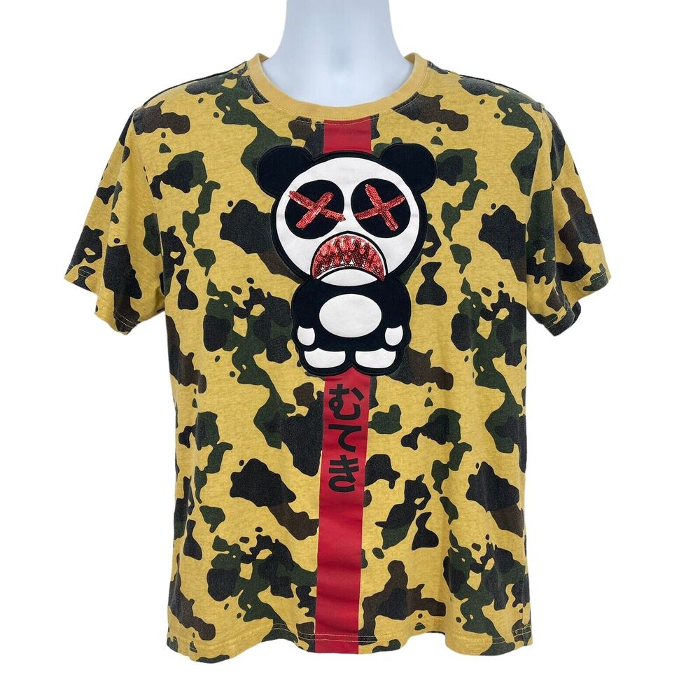 Imperious New York Zombie Panda Camo Sequin Graphic T-Shirt Men’s Medium